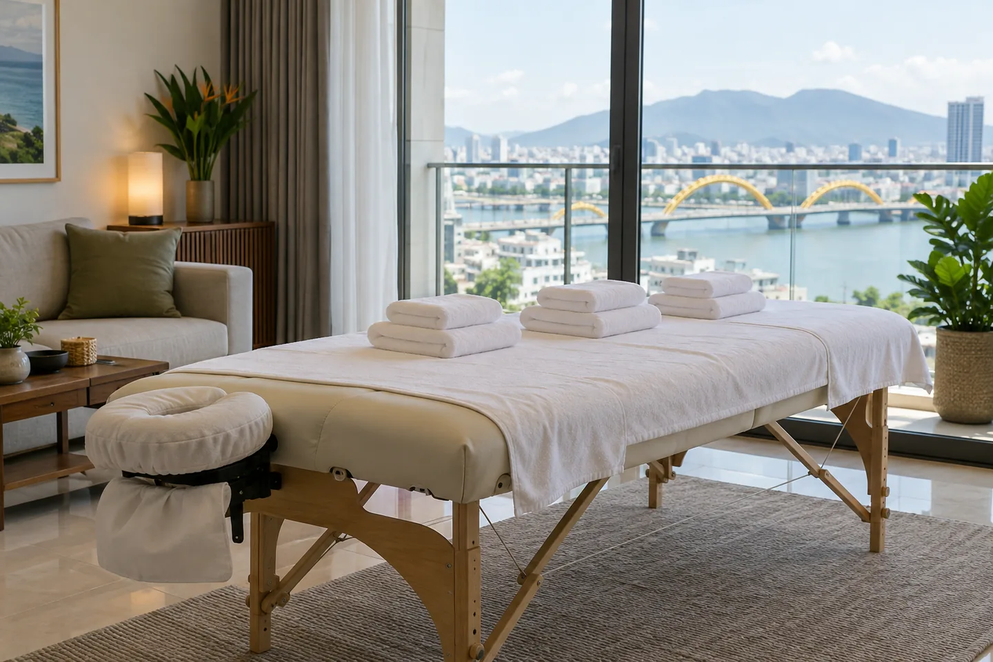 Three towel stacks representing massage package durations