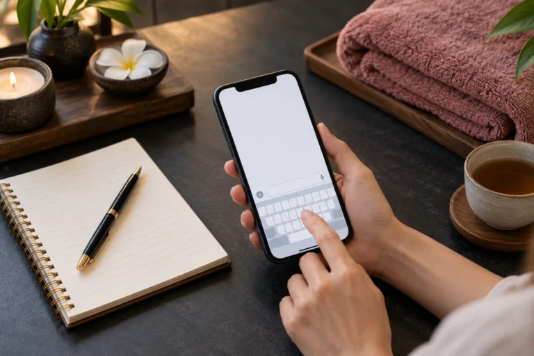 Smartphone and notebook arranged for an appointment enquiry
